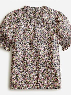 J Crew Women's Liberty Floral Puff-Sleeve Shirt - Casual Feminine Top